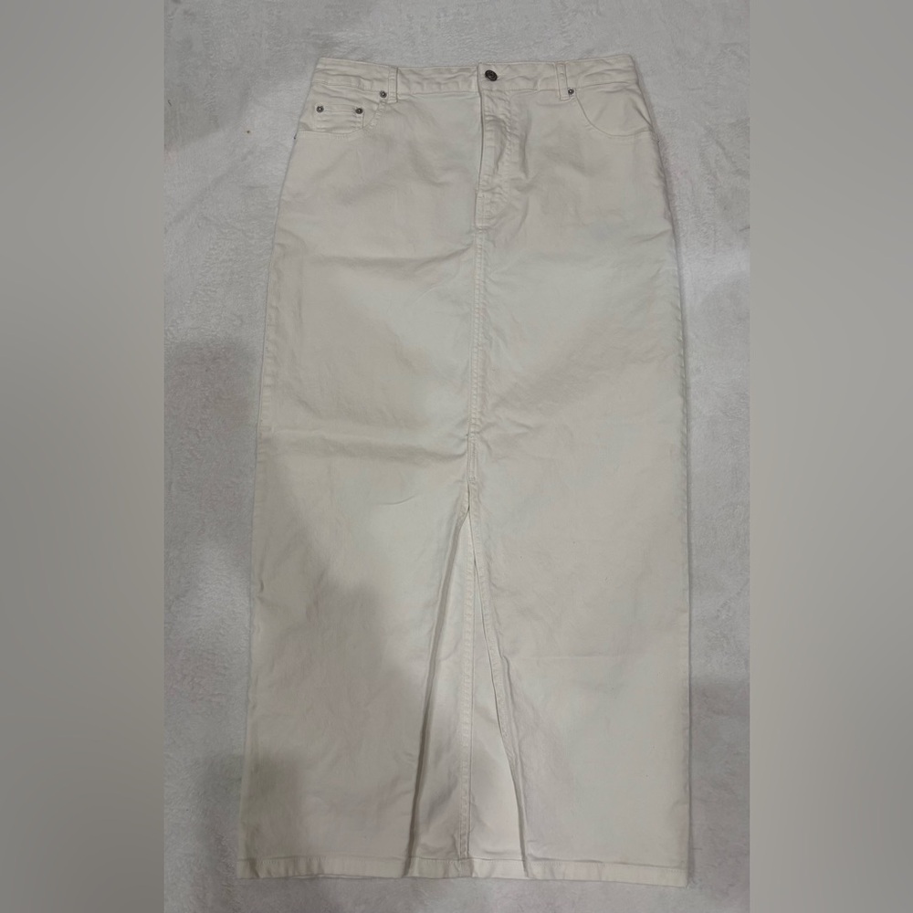 Asos White Denim Long Skirt